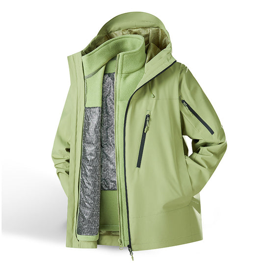 Damen Zweiteiliges wasserdichtes Funktionsjacken-Set mit herausnehmbarer Fleece-Innenjacke Nord Taschen