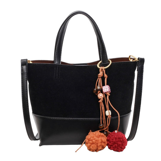 Damen modische Wildleder-Handtasche mit abnehmbaren Anhängern Nord Taschen