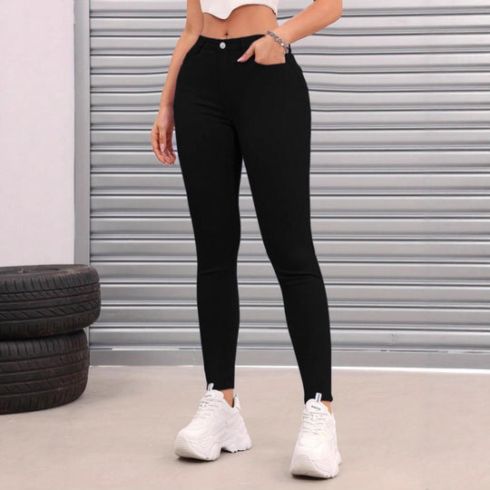 Damen Thermo-High-Waist-Fleece-Jeggings im Jeans-Look Nord Taschen