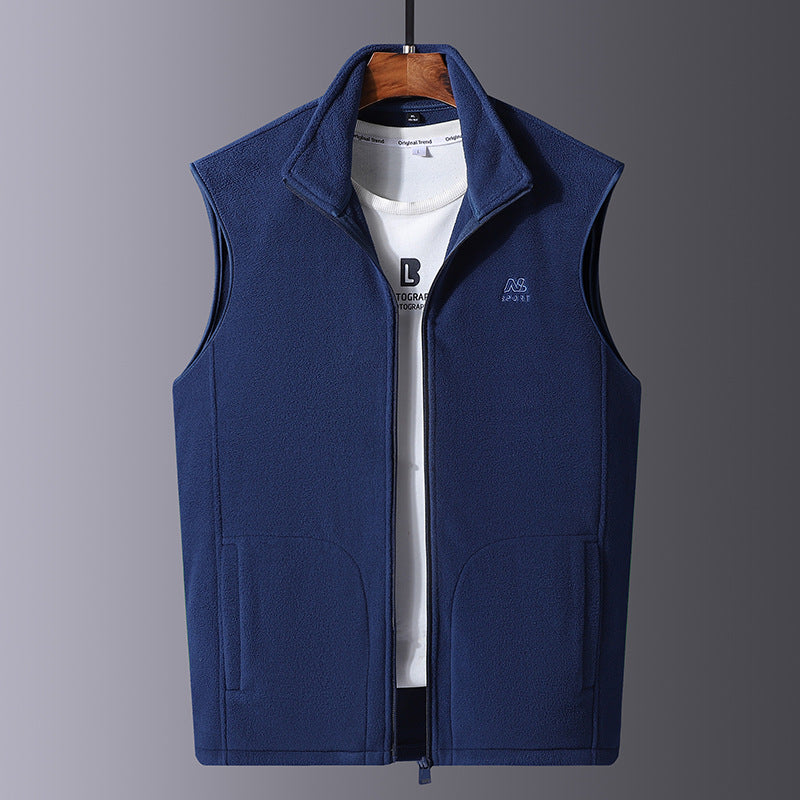 Herren Leichte Microfleece-Outdoorweste mit hochschließendem Stehkragen und verdecktem Reißverschluss Nord Taschen