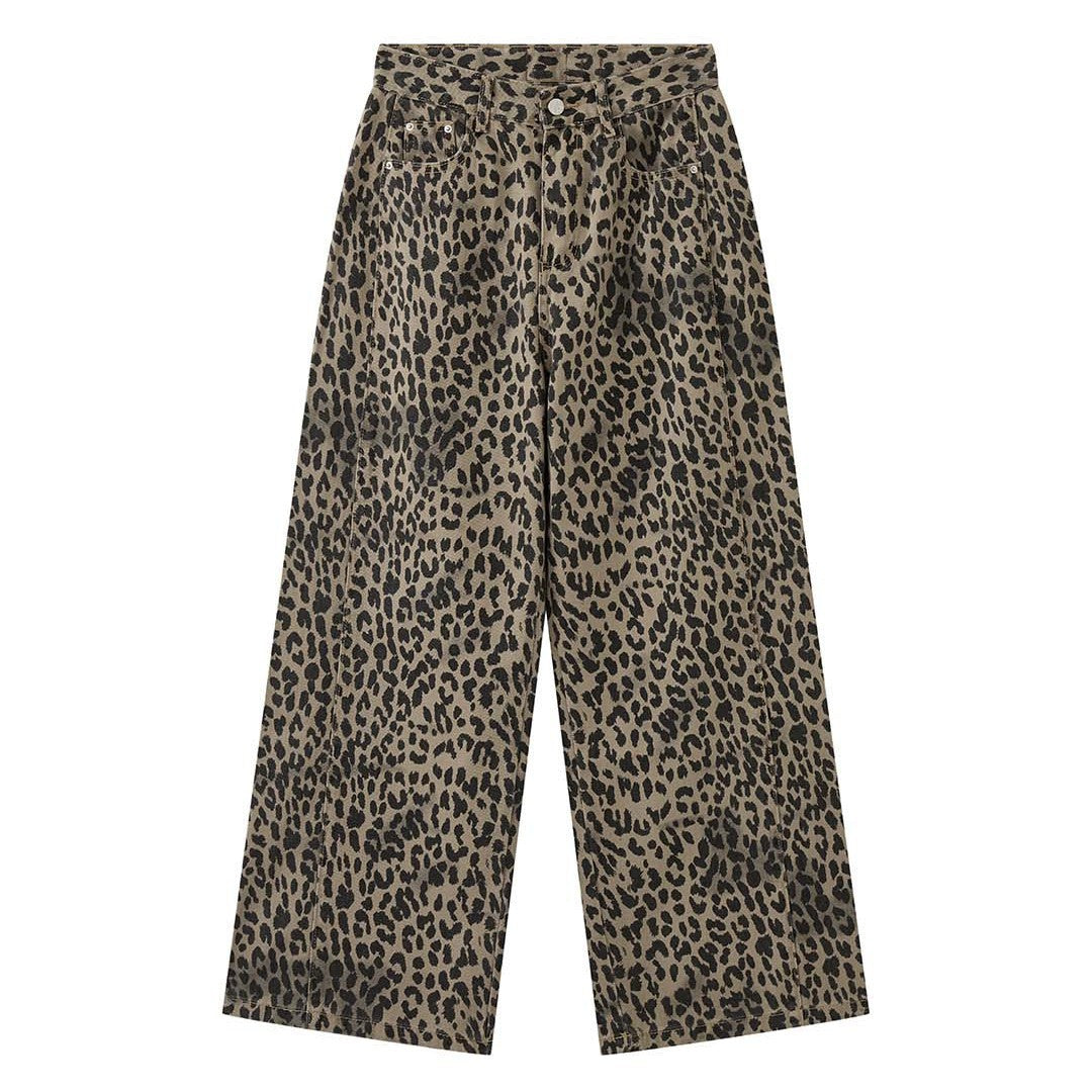 Damen Weite High‑Waist Palazzohose im Leoprint mit Relaxed‑Fit und hohem Bund Nord Taschen