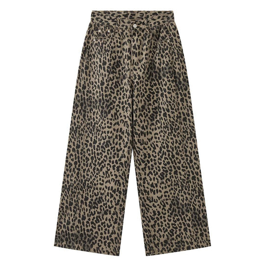 Damen Weite High‑Waist Palazzohose im Leoprint mit Relaxed‑Fit und hohem Bund Nord Taschen