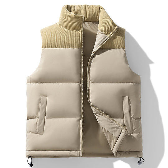 Herren Gepolsterte Steppweste mit Cordkragen, Thermoisolierung und Kordelzugsaum Nord Taschen