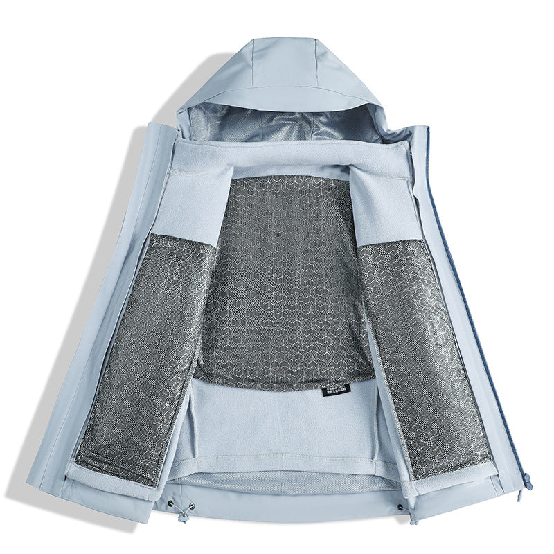 Damen Zweiteiliges wasserdichtes Funktionsjacken-Set mit herausnehmbarer Fleece-Innenjacke Nord Taschen