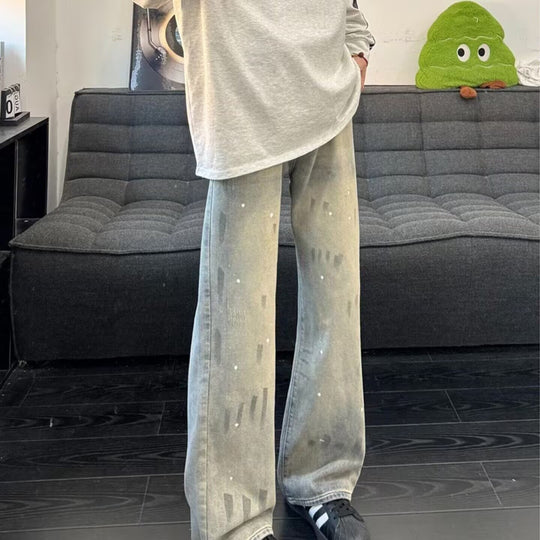 Damen Weit geschnittene Streetwear Jeans Nord Taschen