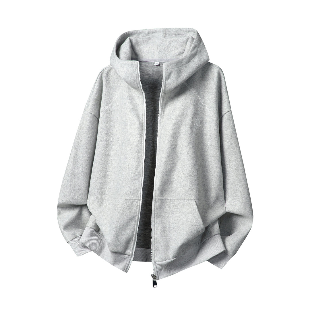 Unisex Oversize Kapuzenjacke mit durchgehendem Reißverschluss und minimaler Bruststickerei Nord Taschen