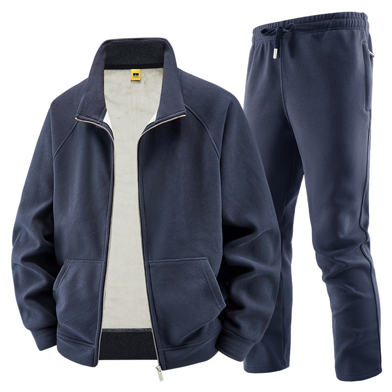 Herren Fleece-Trainingsset mit Stehkragen und Elastikbund Nord Taschen
