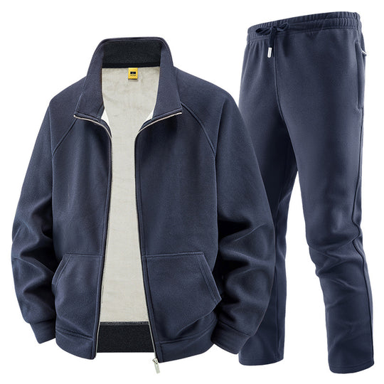 Herren Fleece-Trainingsset mit Stehkragen und Elastikbund Nord Taschen