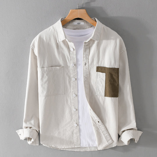 Herren Leichtes Baumwoll-Overshirt mit Kontrast-Brusttasche und Relaxed-Fit Nord Taschen
