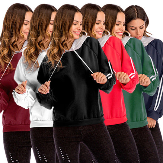 Damen modischer Kapuzenpullover mit kontrastierenden Ärmeln und lässigem Schnitt Nord Taschen