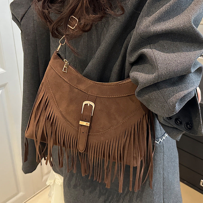 Damen Hobo-Tasche mit modischem Fransen-Design und verstellbarem Schulterriemen Nord Taschen