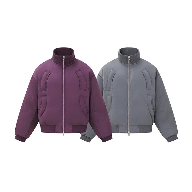 Damen Kurz geschnittene wattierte Blousonjacke im Boxy‑Schnitt mit hohem Rippenkragen und markanten Eingrifftaschen Nord Taschen