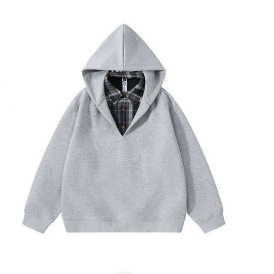 Unisex Oversize Kapuzenpullover mit integriertem Hemdkragen im Layering‑Look Nord Taschen