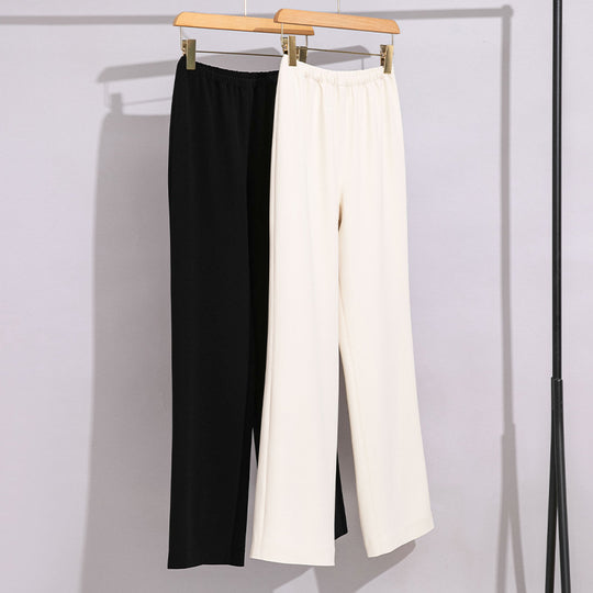 Damen High-Waist Hose mit elastischem Bund, weitem Bein und weich fließender Baumwollmischung Nord Taschen