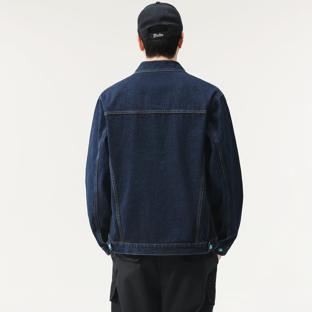 Herren Oversize Denimjacke mit Zierdruckknöpfen und Kastenform Nord Taschen