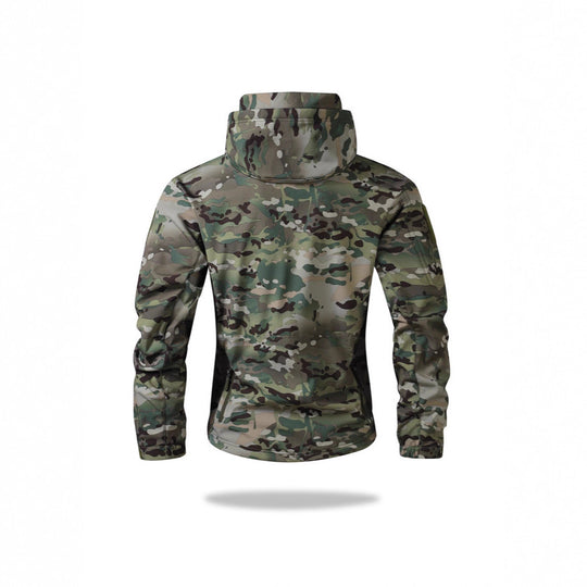 Herren Taktische Softshell-Jacke mit Kapuze, Camouflage-Print und Multifunktions-Taschen Nord Taschen