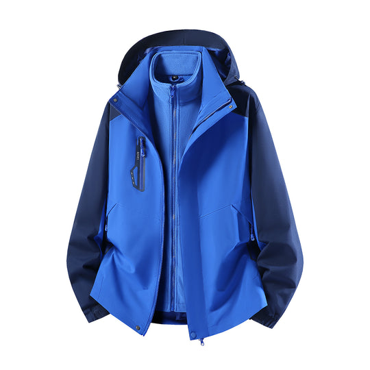 Damen wasserabweisende dreiteilige Outdoorjacke mit herausnehmbarer Fleece-Innenjacke, verstellbarer Kapuze und Reißverschlusstaschen Nord Taschen