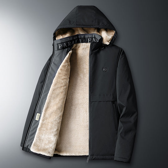 Herren Übergangsjacke mit Teddyfutter, winddichter Außenhülle und Kapuze Nord Taschen