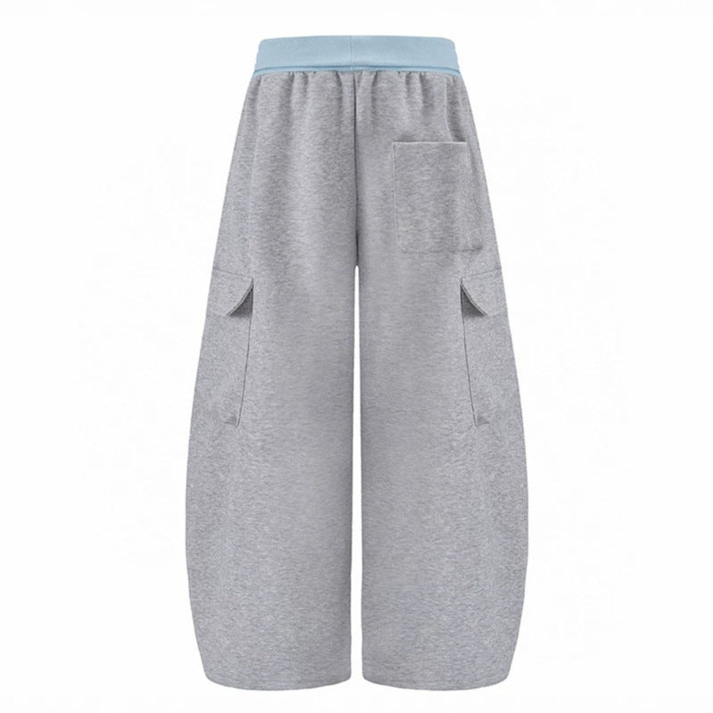 Damen Extraweite Cargo-Palazzo-Sweathose mit hohem Komfortbund und verstellbarem Saum Nord Taschen