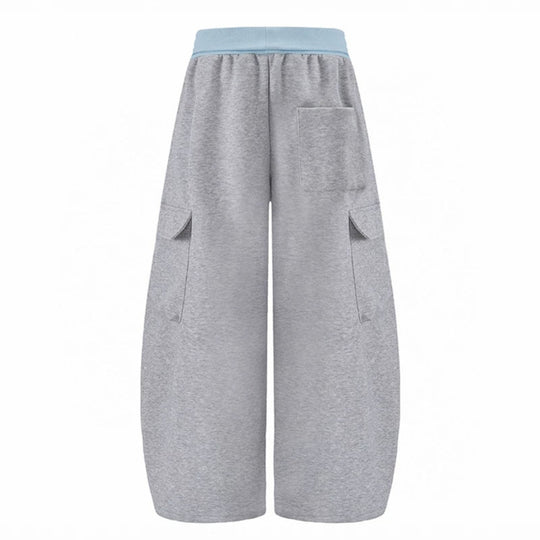 Damen Extraweite Cargo-Palazzo-Sweathose mit hohem Komfortbund und verstellbarem Saum Nord Taschen