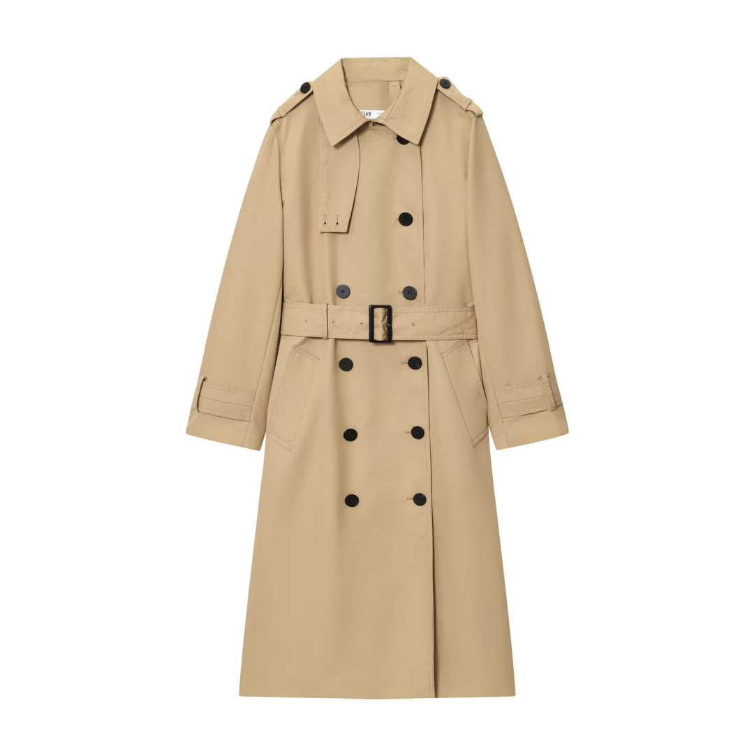 Damen 50+ klassischer Trenchcoat mit Doppelreihe, Taillengürtel und Schulterriegel Nord Taschen