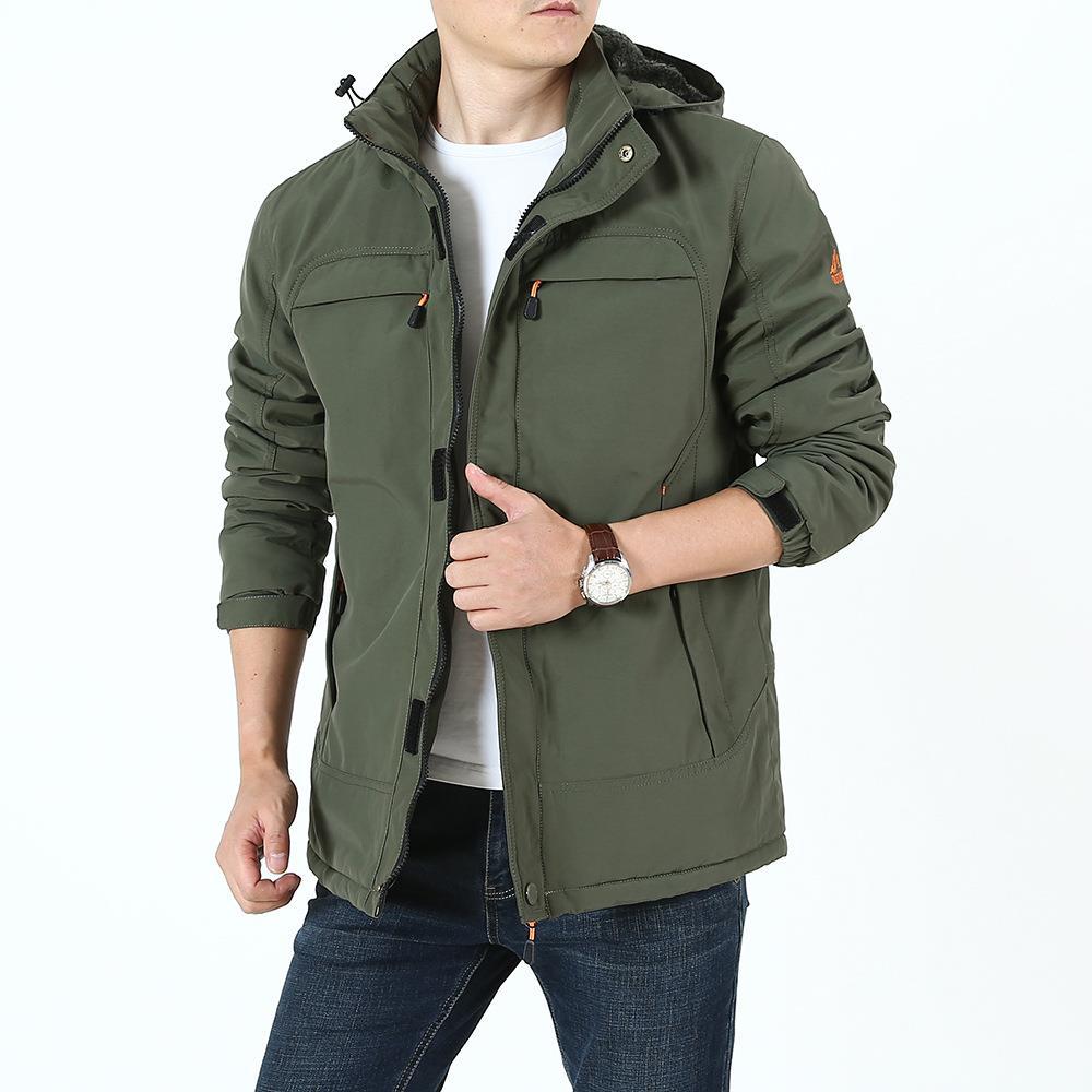 Herren Leichter Softshell-Parka mit Fleecegefütterter Kapuze und Multifunktions‑Taschen Nord Taschen