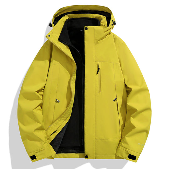 Herren Wasserdichte Softshell-Regenjacke mit Fleece-Innenfutter und verstellbarer Kapuze Nord Taschen