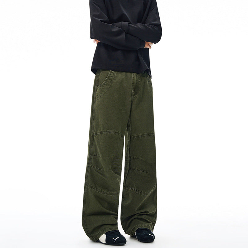 Herren Weite Paneel-Baggyhose aus Baumwoll-Twill mit Knieabnähern Nord Taschen