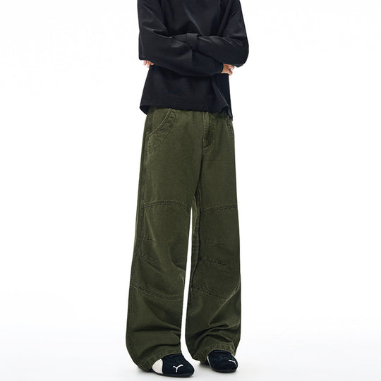 Herren Weite Paneel-Baggyhose aus Baumwoll-Twill mit Knieabnähern Nord Taschen