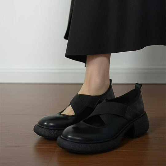 Damen Mary‑Jane Slipper mit elastischen Kreuzriemen und profiliertem Plateausohle-Design Nord Taschen