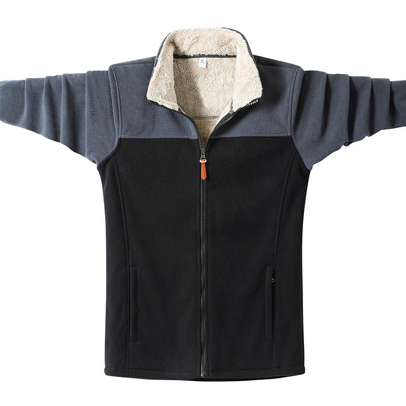 Herren Zweifarbige Fleece-Übergangsjacke mit Stehkragen, Reißverschluss & Eingrifftaschen Nord Taschen