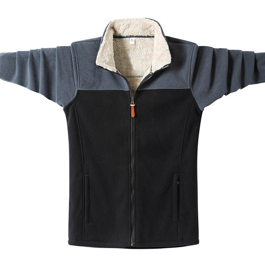 Herren Zweifarbige Fleece-Übergangsjacke mit Stehkragen, Reißverschluss & Eingrifftaschen Nord Taschen