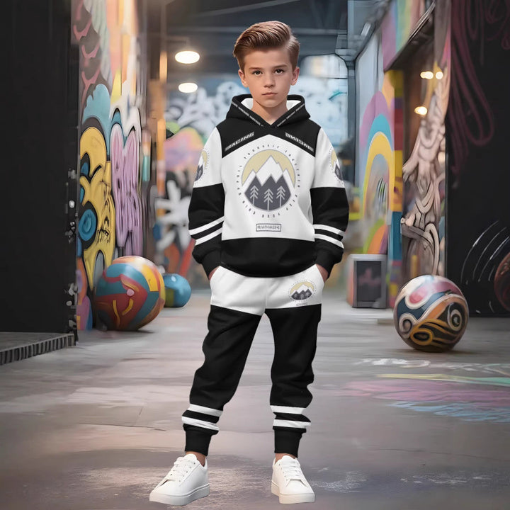Unisex Kinder Jogginganzug mit Kapuzenpullover und detailreichem Auto-Print Nord Taschen