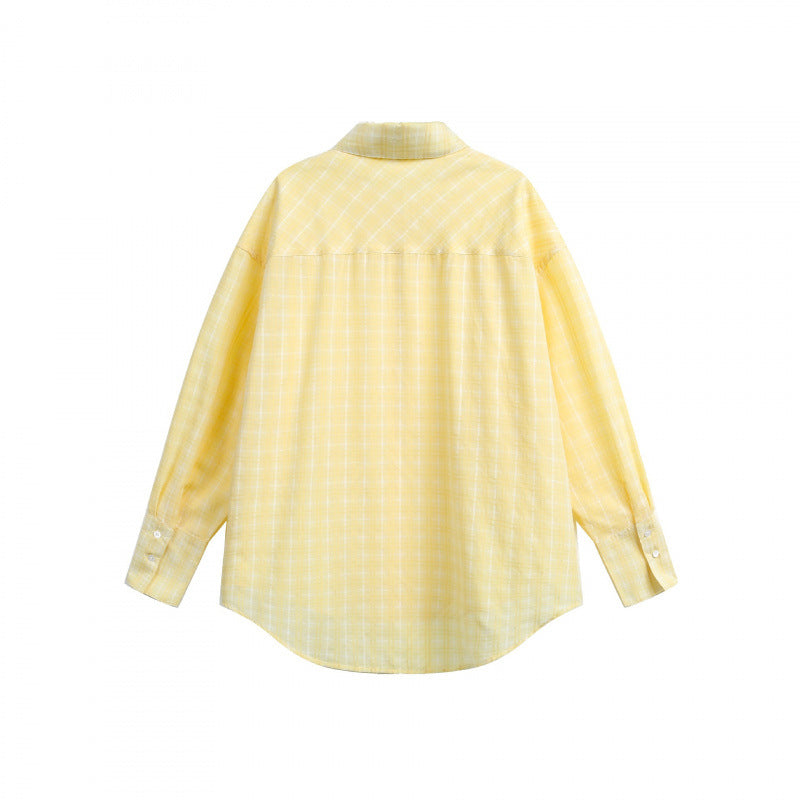 Damen Weites Oversize-Hemd aus leichter Baumwollmischung mit kariertem Muster Nord Taschen