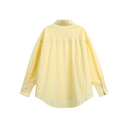 Damen Weites Oversize-Hemd aus leichter Baumwollmischung mit kariertem Muster Nord Taschen