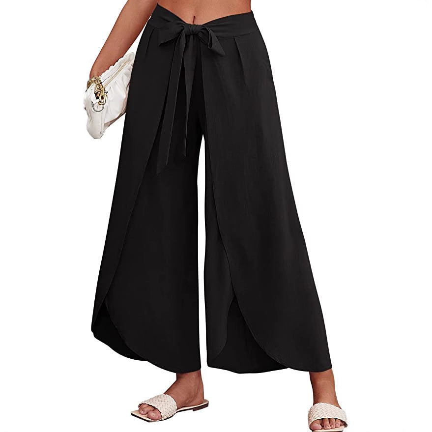 Damen Weite Sommerhose aus leichtem, atmungsaktivem Stoff mit Bindegürtel