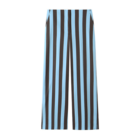 Damen Weite High‑Waist Palazzohose mit vertikaler Streifenoptik und geradem Bein Nord Taschen