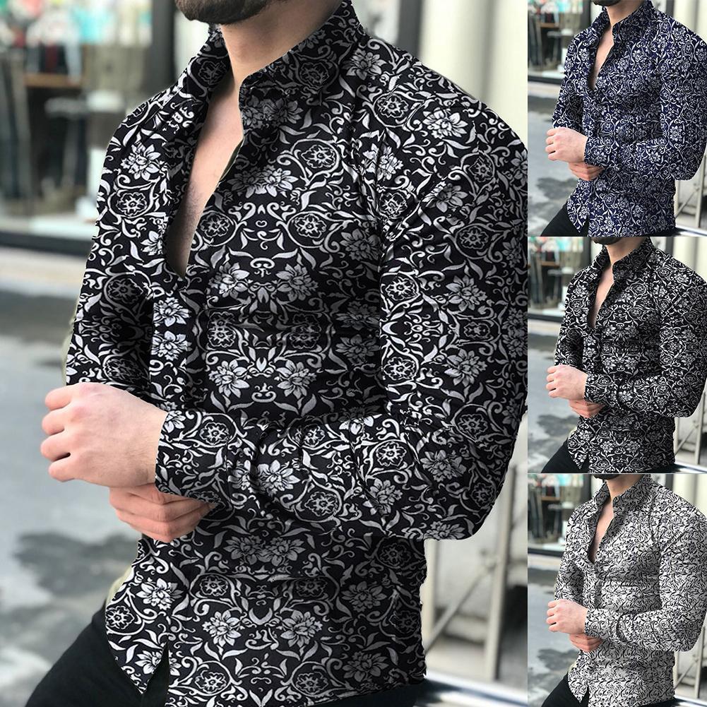 Herren figurbetontes Langarmhemd mit feinem Ornamentmuster und stretch Baumwollmischung Nord Taschen