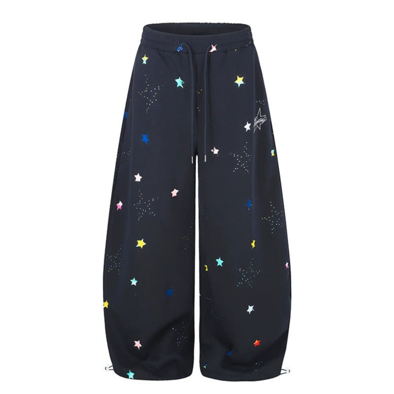 Damen Extraweite Palazzo‑Sweathose im Balloon‑Cut mit elastischem Komfortbund, Kordelzug und Sternen‑Applikation Nord Taschen
