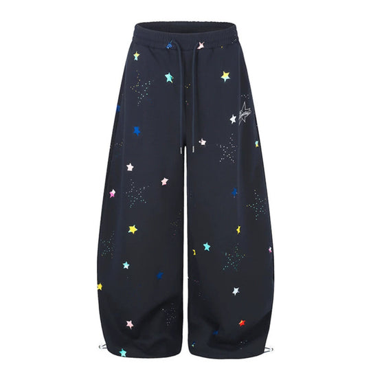 Damen Extraweite Palazzo‑Sweathose im Balloon‑Cut mit elastischem Komfortbund, Kordelzug und Sternen‑Applikation Nord Taschen