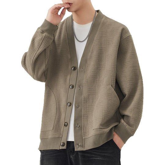 Herren Strukturstrick-Cardigan mit V-Ausschnitt und aufgesetzten Taschen Nord Taschen