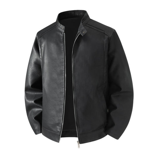 Herren Schlichte Kunstleder-Cityjacke mit Stehkragen, Zweiwege-Reißverschluss & Eingrifftaschen Nord Taschen