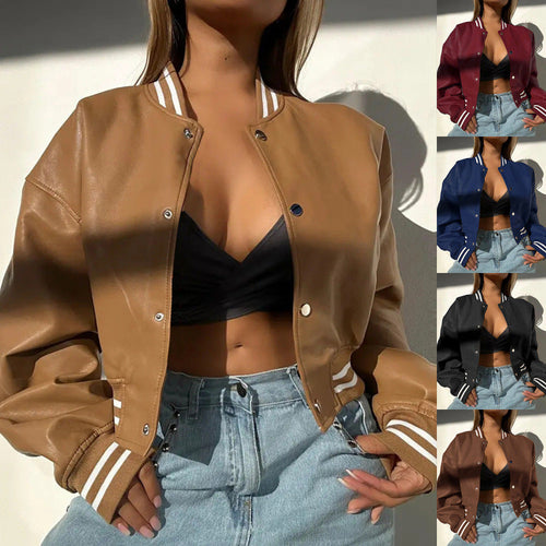Damen Sportliche cropped Bomberjacke im Vintage-Stil