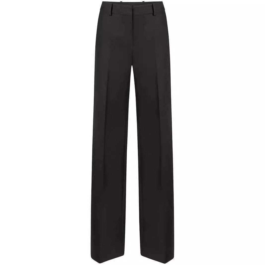 Damen Hochtaillierte weite Nadelstreifen-Hose im Tailoring-Stil Nord Taschen