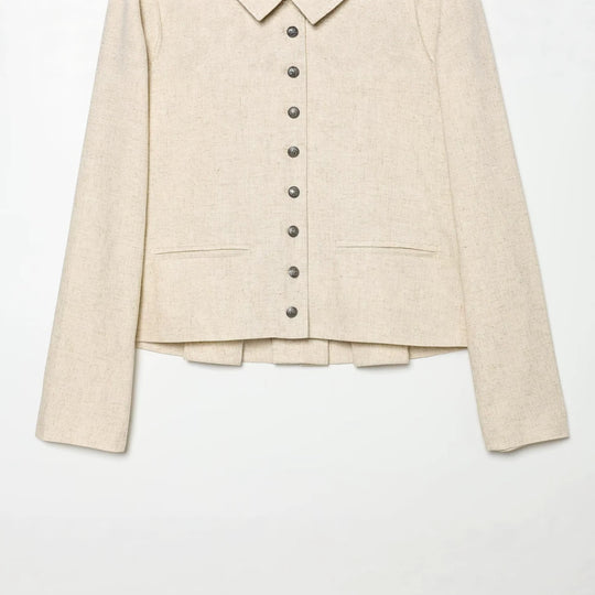 Damen Cropped Jacke im Boxy‑Schnitt mit kurzem Stehkragen und Zierknopfleiste Nord Taschen