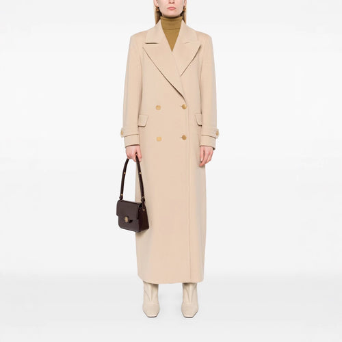 Damen Maxi-Mantel mit doppelreihiger Knopfleiste, weitem Revers und Pattentaschen Nord Taschen