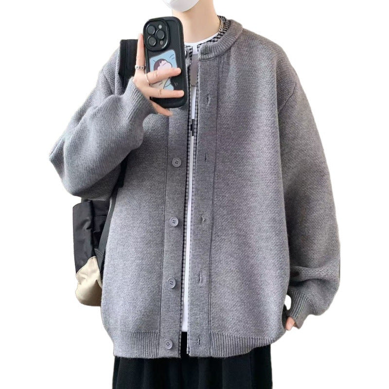 Herren Oversized Strickjacke im Bomberstil mit Rundhals und Knopfleiste Nord Taschen