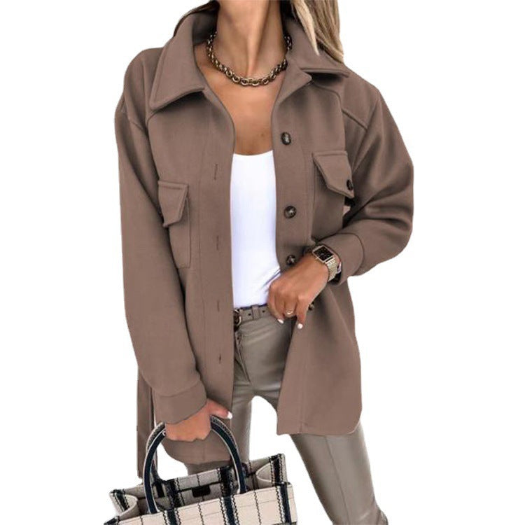 Damen Oversize-Hemdenjacke mit aufgesetzten Klappentaschen Nord Taschen