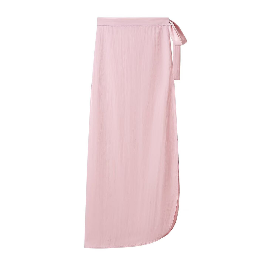 Damen Dreiteiliges Relax-Loungewear-Set mit Stehkragen, elastischer Highwaist-Hose und Wickelrock Nord Taschen