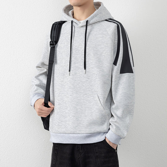 Herren Kapuzenpullover mit Raglanärmeln, Kängurutasche und Kontraststreifen Nord Taschen